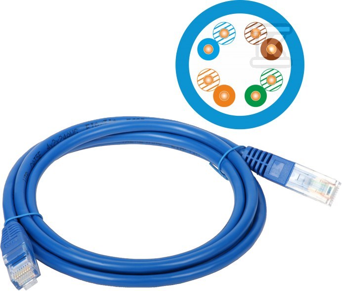 Patch-cord U/UTP cat.5e PVC 0.5m blue - KKU5NIE0.5